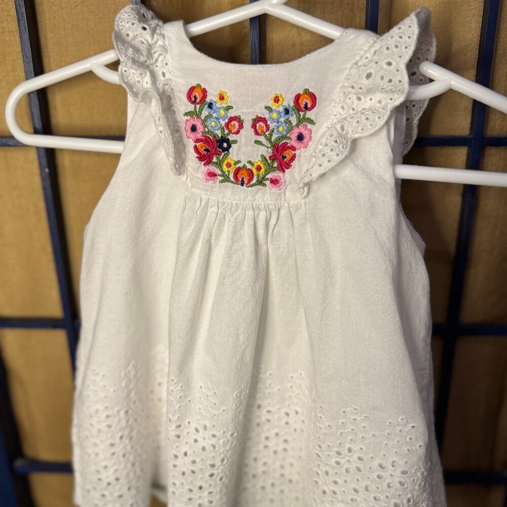 Little Me Baby Girl White Embroidered Eyelet Dress Floral Bohemian 9M